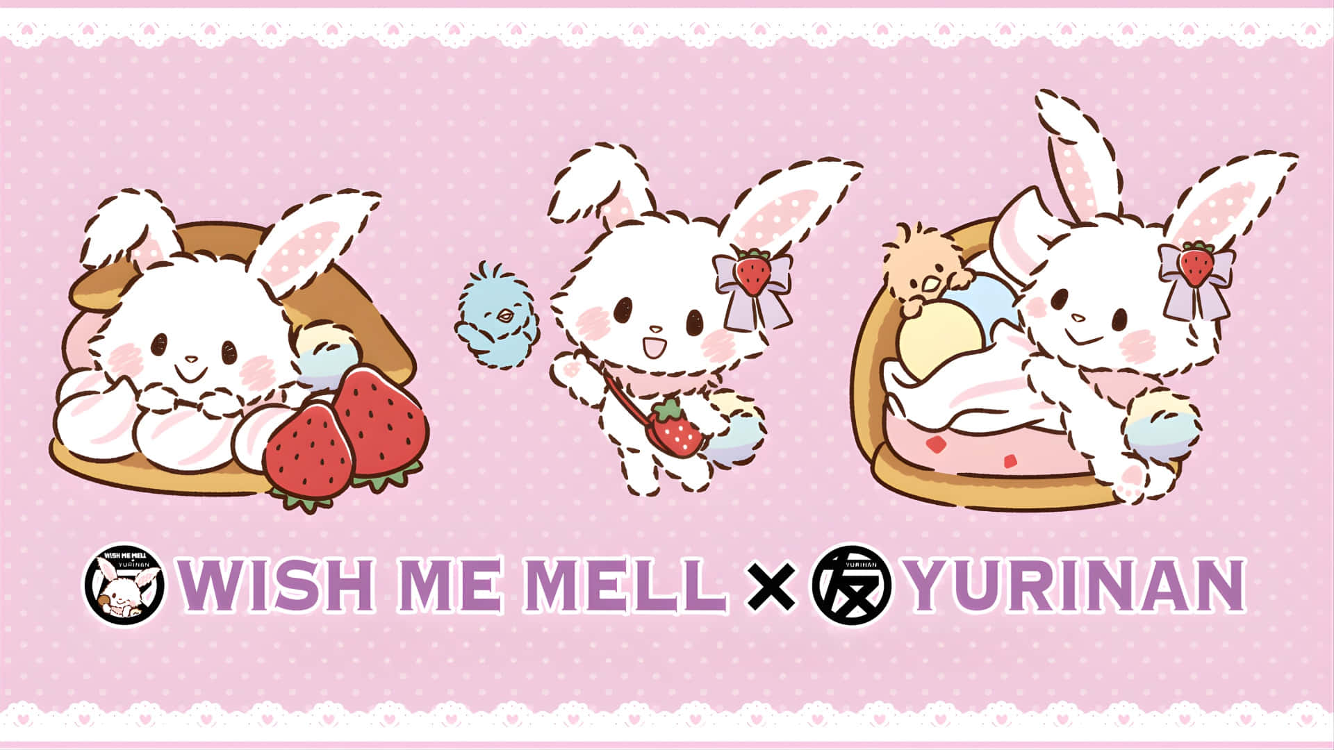 Wish Me Mell, cute bunny friends, white rabbits, Full HD Desktop Wallpaper