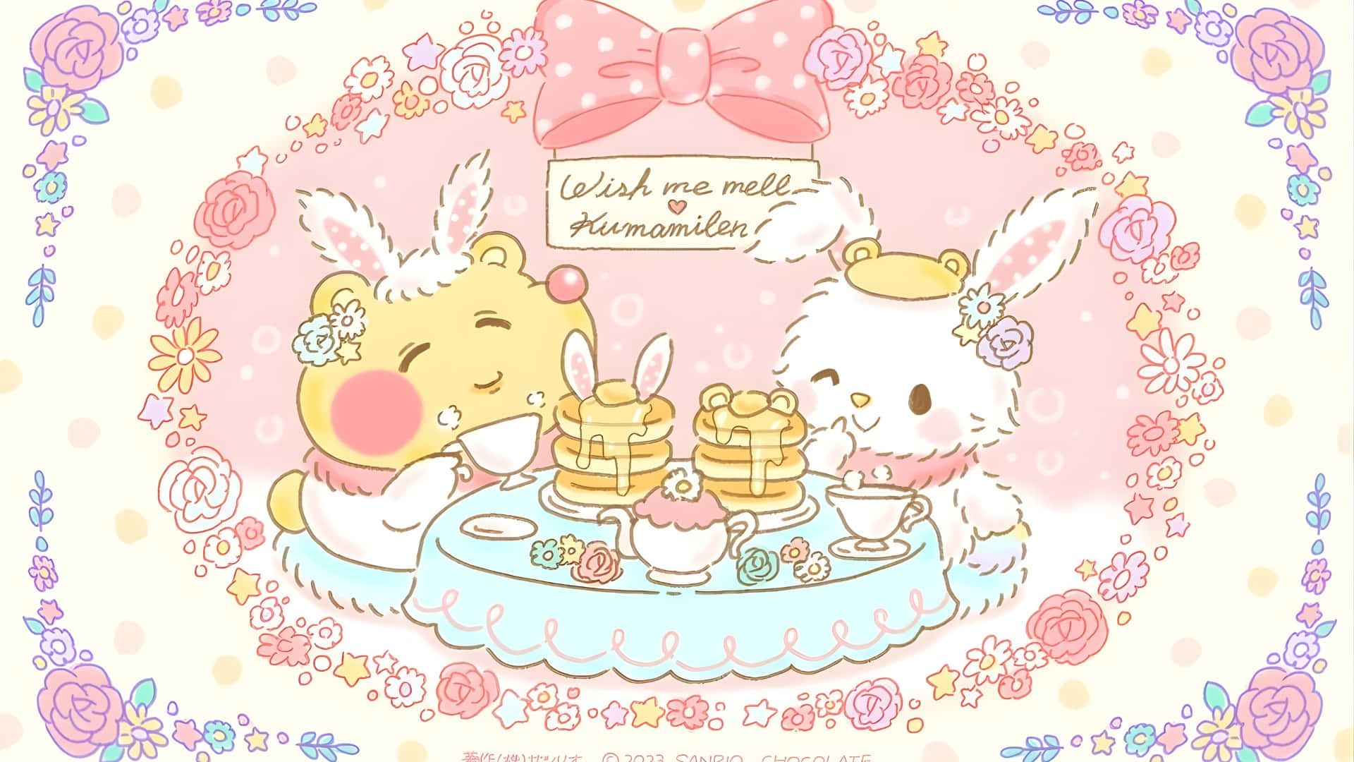 Wish Me Mell, cute tea party, bunny characters, Full HD Desktop Wallpaper