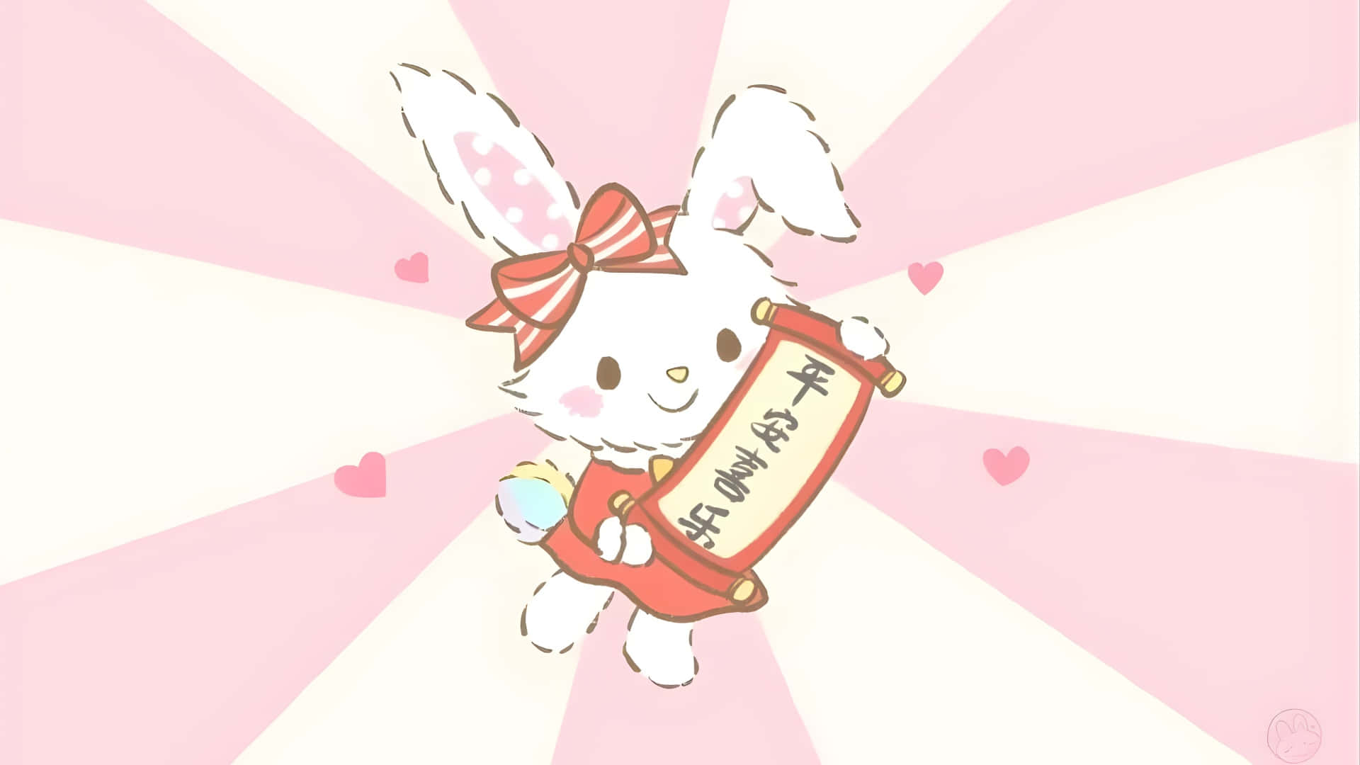 Wish me mell, cute bunny, red bow, Full HD Desktop Wallpaper