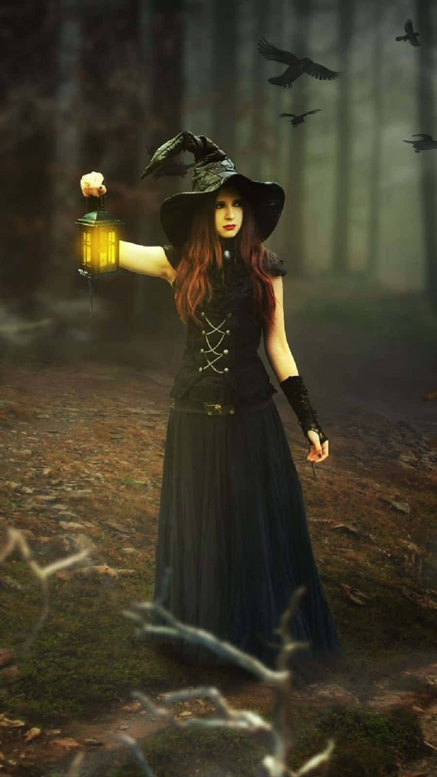 witch, black gown, black hat, HD Phone Wallpaper