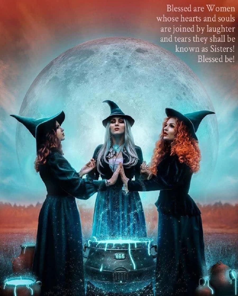 witch costumes, dark robes, pointed hats, SD Phone Wallpaper