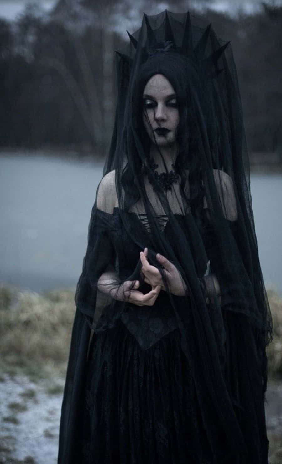 witch costume, black veil, gown, HD Phone Wallpaper