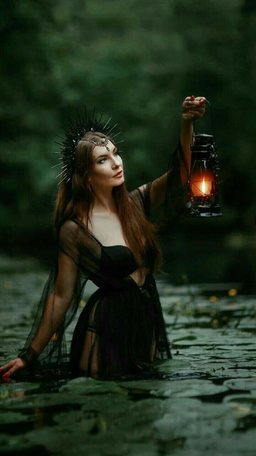 black gown, spiked crown, glowing lantern, HD Phone Wallpaper