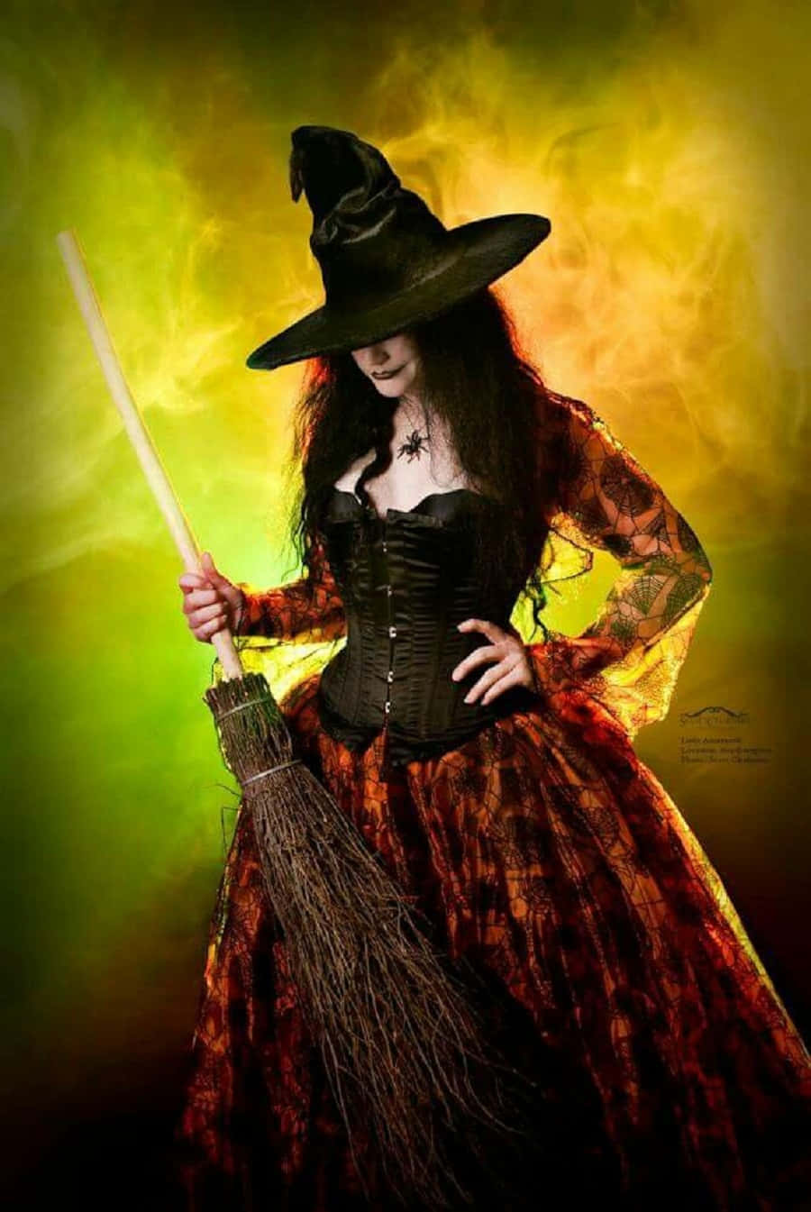 witch, black hat, corseted gown, HD Phone Wallpaper