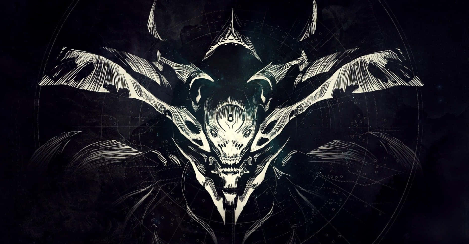 Witch Queen, bat-like creature, dark cosmic background, HD Desktop Wallpaper