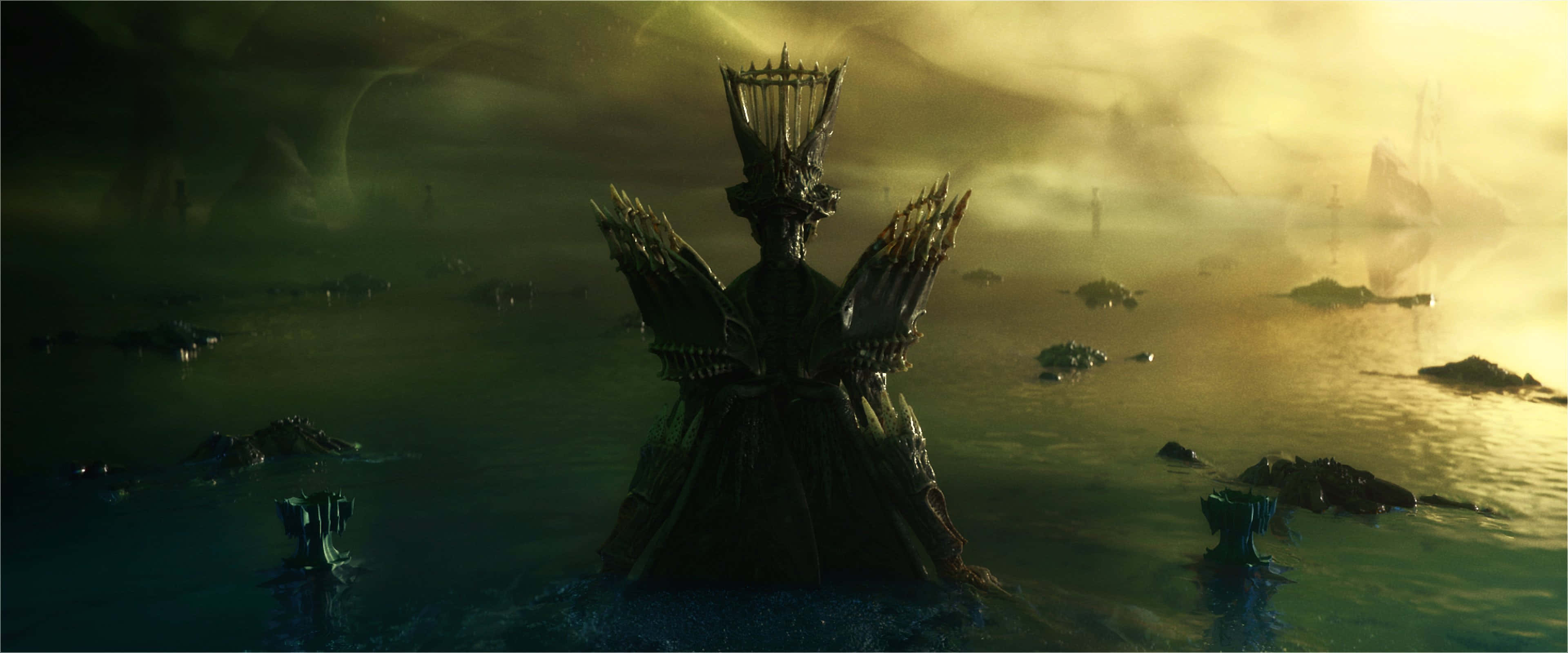 Witch Queen, dark ornate throne, murky water, 4K Desktop Wallpaper