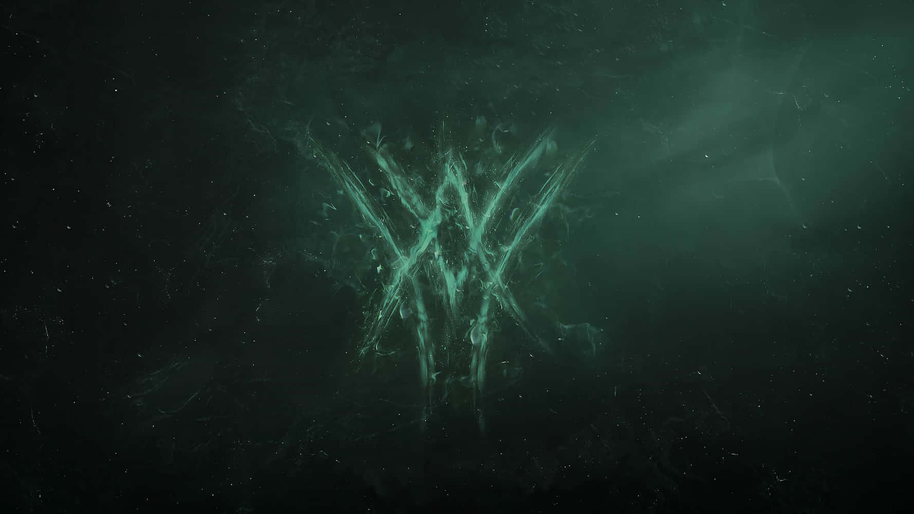 Witch Queen, glowing teal abstract symbol, dark murky water, HD Desktop Wallpaper