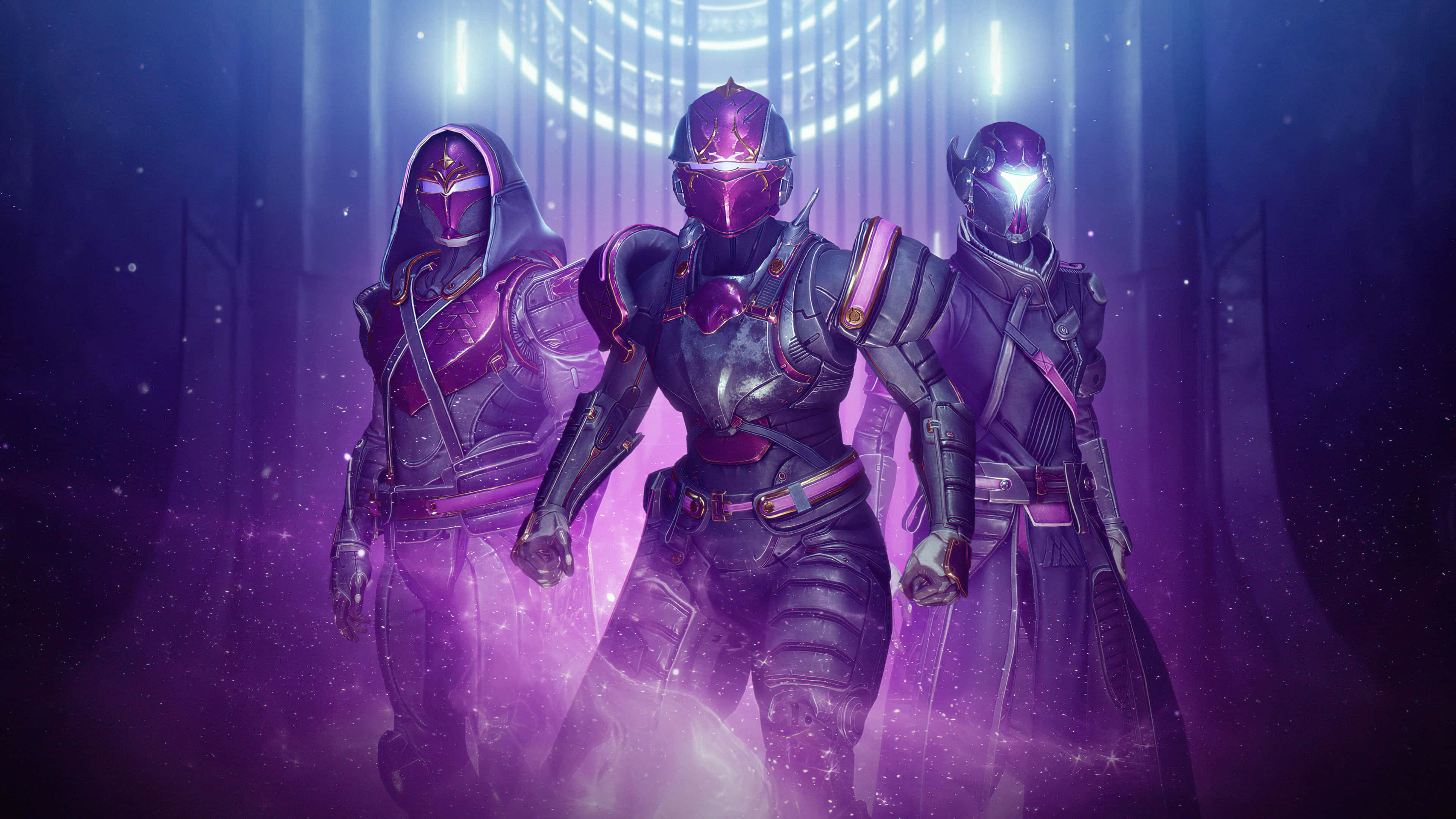 Witch Queen, blue purple, glowing purple gear, 4K Desktop Wallpaper