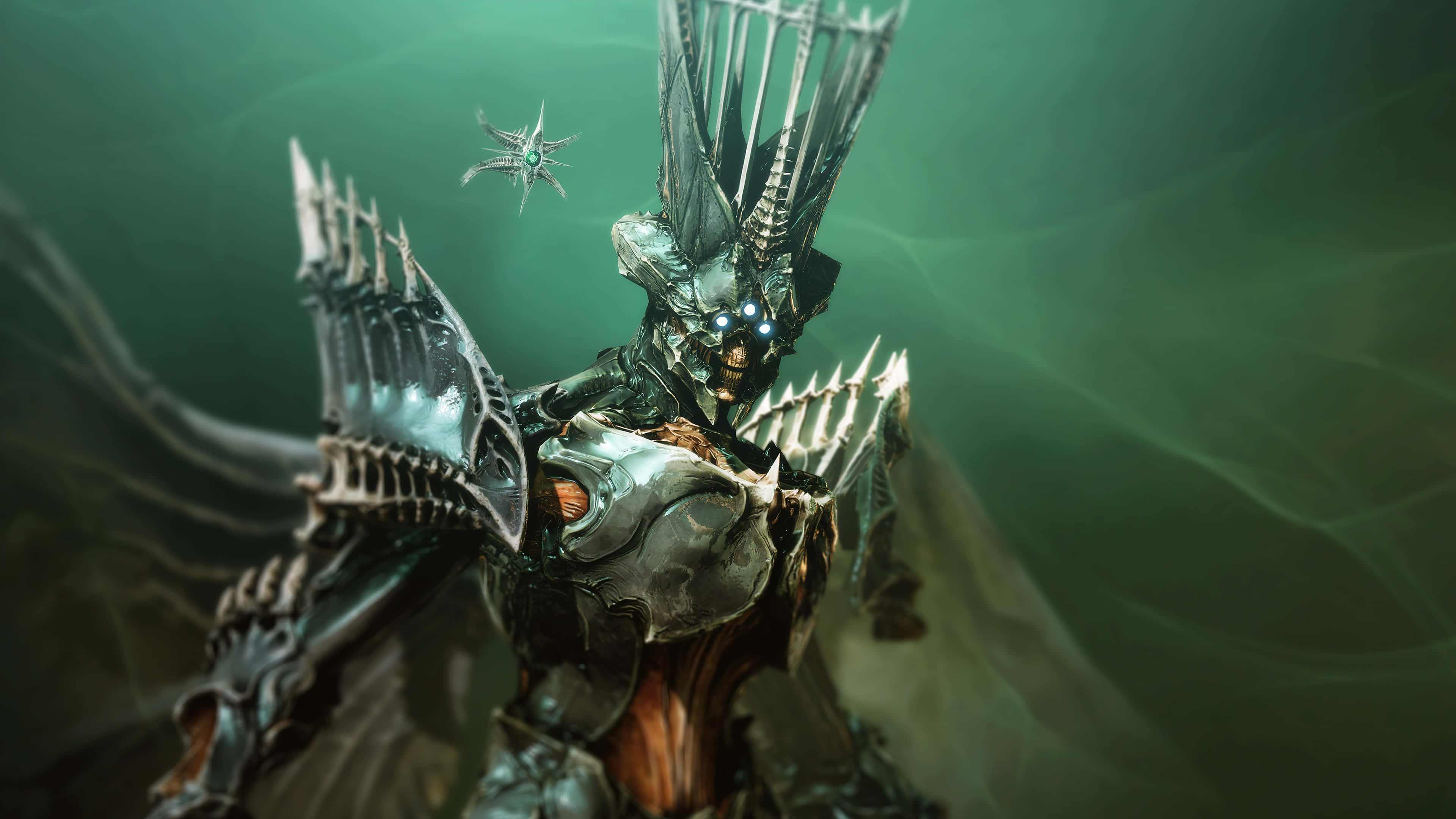 Witch Queen, glowing eyes, spiked helmet, 4K Desktop Wallpaper