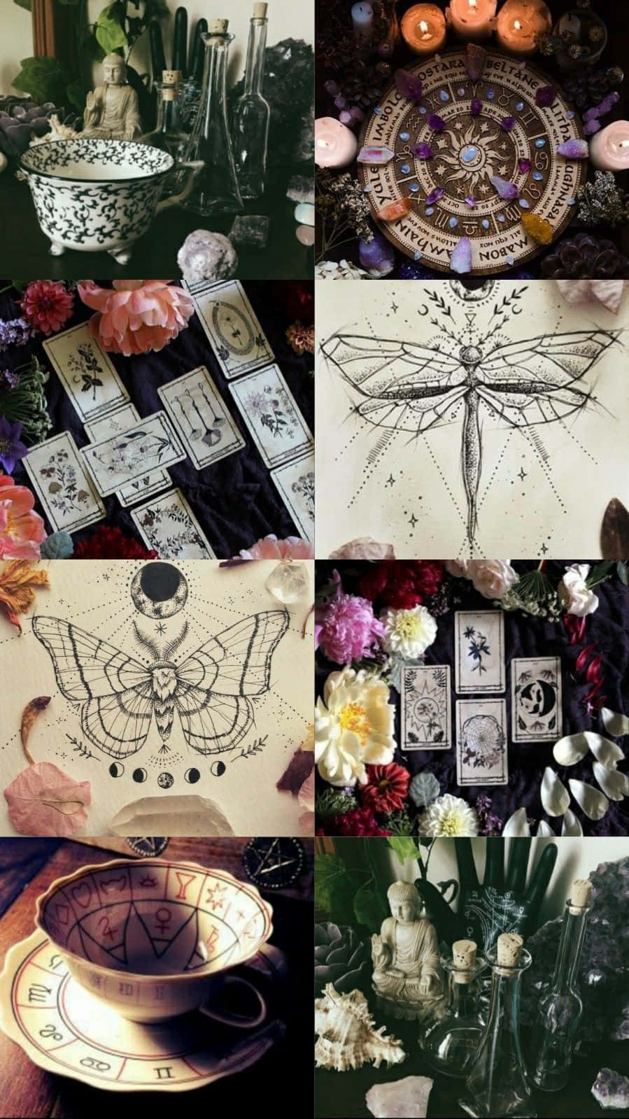 witch aesthetic, tarot cards, crystals, HD Phone Wallpaper
