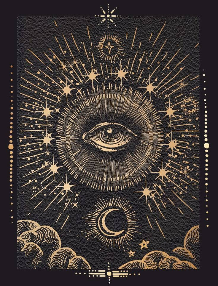 witchcraft, golden all-seeing eye, stars, SD Phone Wallpaper