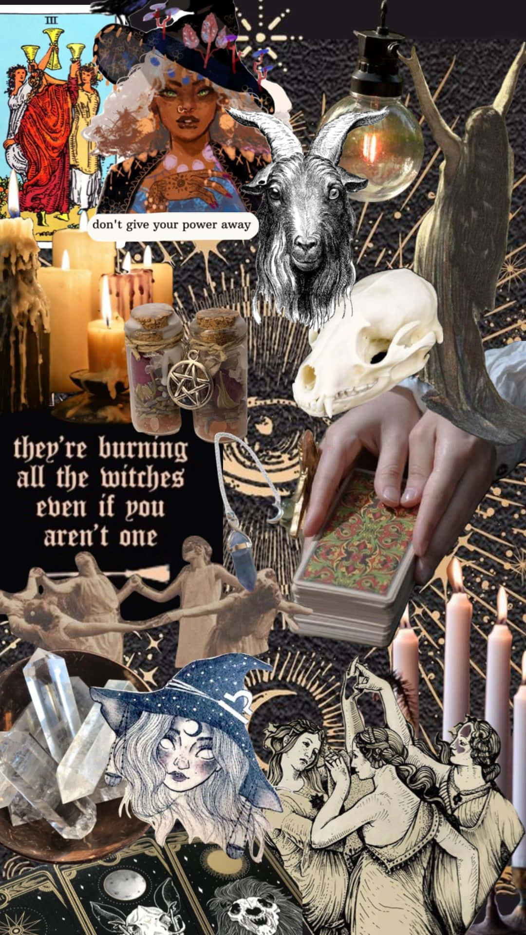 Witchcraft Aesthetic, witch, goat skull, Full HD Phone Wallpaper