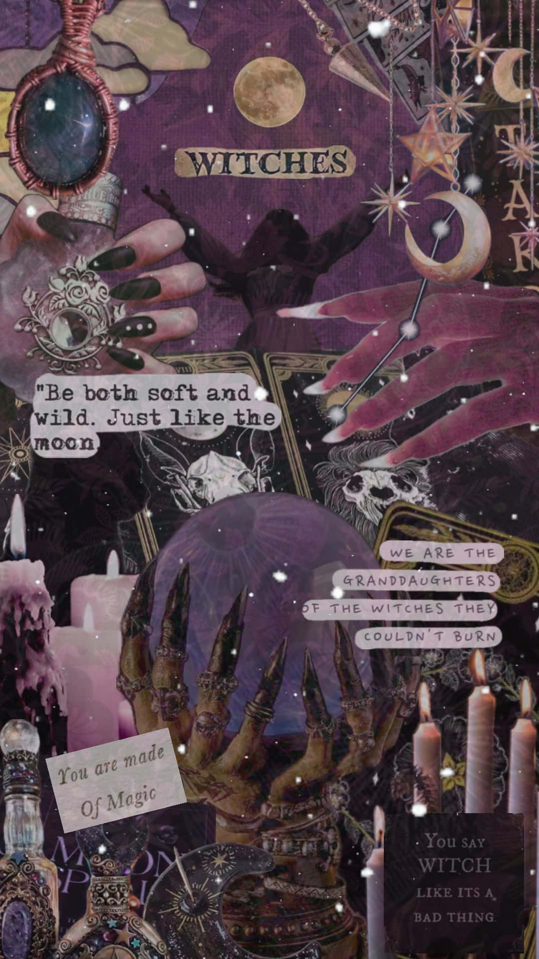 witchcraft aesthetic, mystical purple, witch hands, Full HD Phone Wallpaper