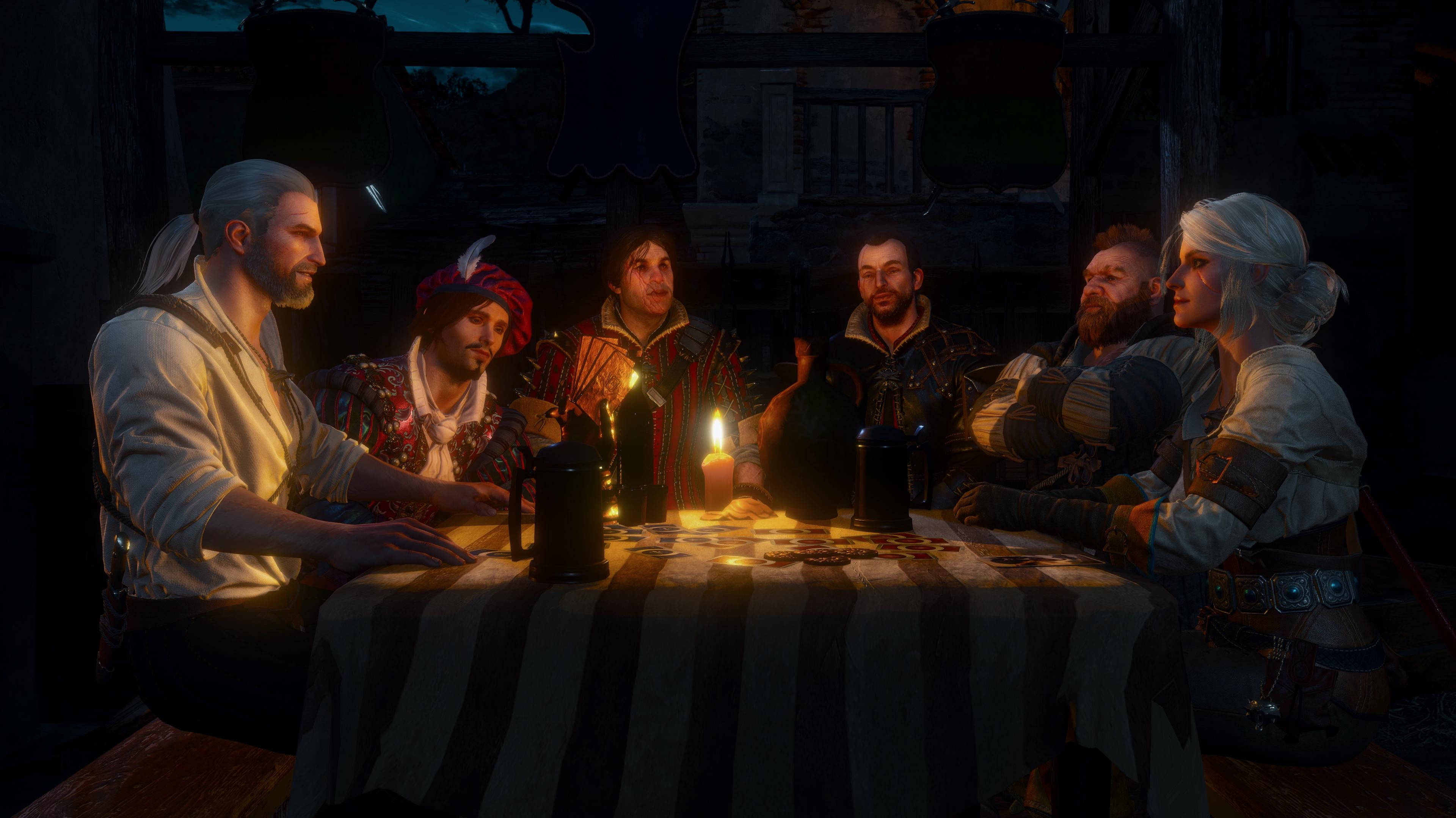 Witcher 3 4K, tavern, candlelit table, 4K Desktop Wallpaper