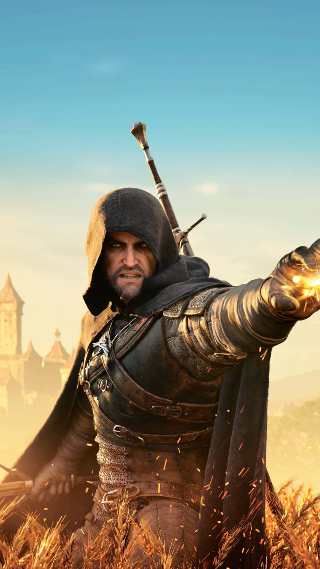 Witcher 3, hooded assassin, dark armor, Full HD Phone Wallpaper