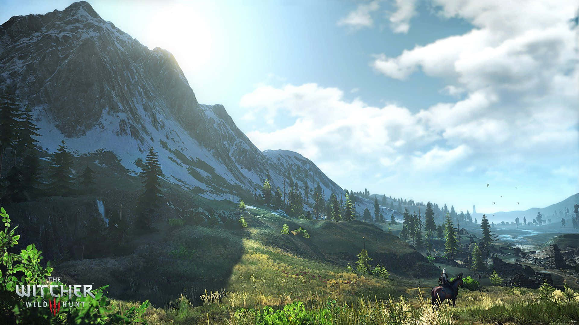 Witcher 3, mountain landscape, lone rider, Full HD Desktop Wallpaper