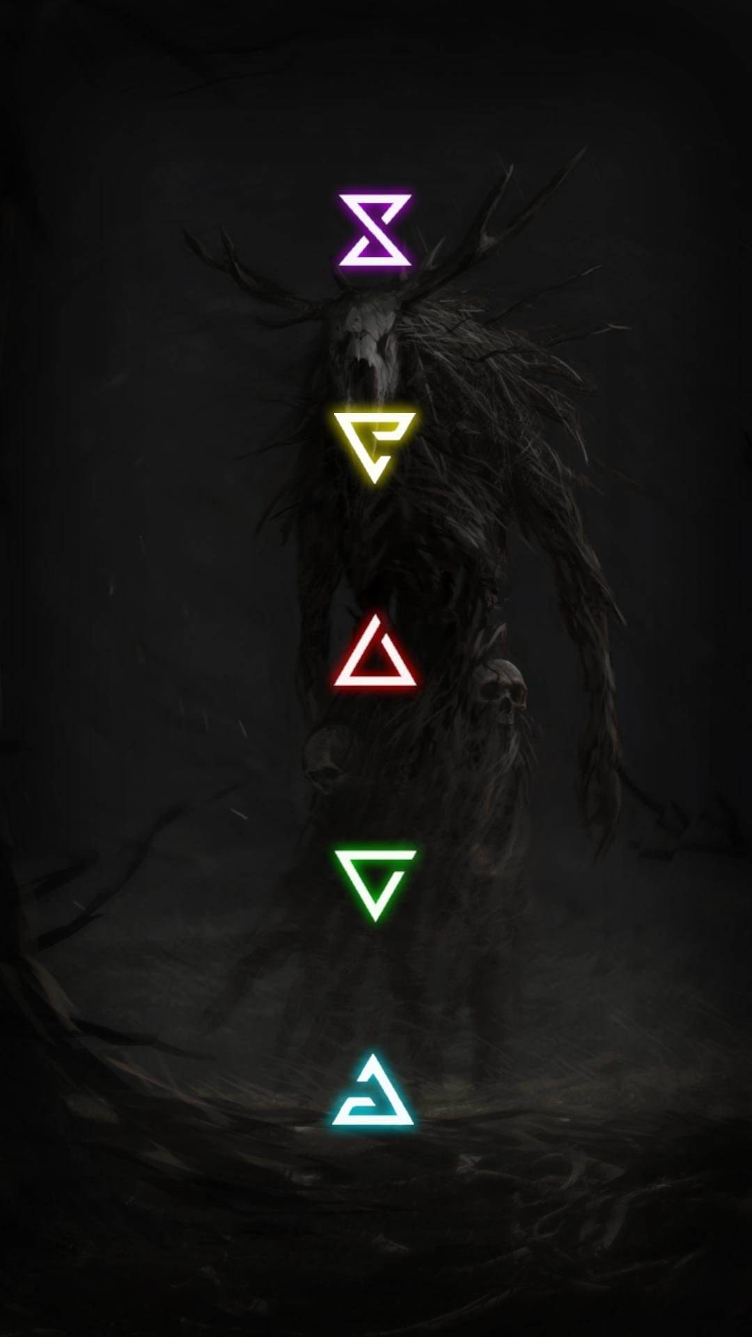 Witcher 3, iPhone, glowing geometric symbols, Full HD Phone Wallpaper
