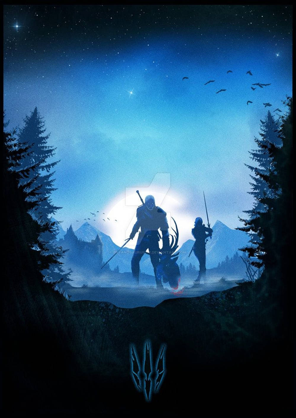 Witcher 3, iPhone, moonlight, HD Phone Wallpaper