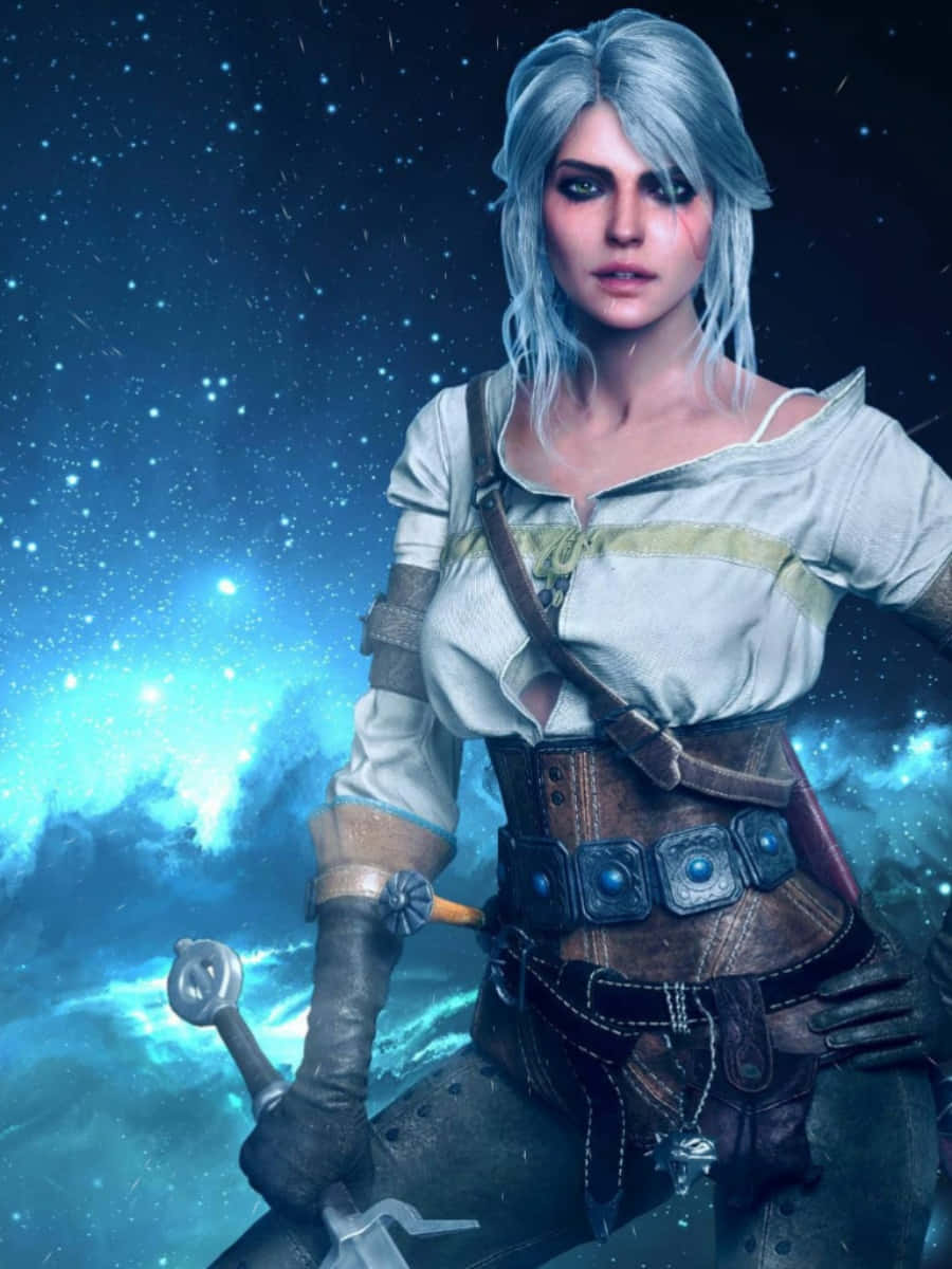 Witcher 3 Phone, warrior woman, silver hair, SD Phone Wallpaper