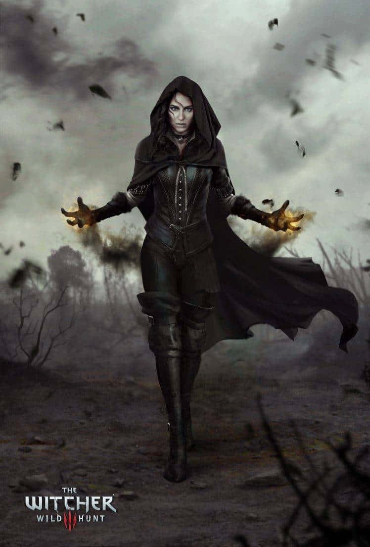 Witcher 3, hooded witch, glowing hands, SD Phone Wallpaper