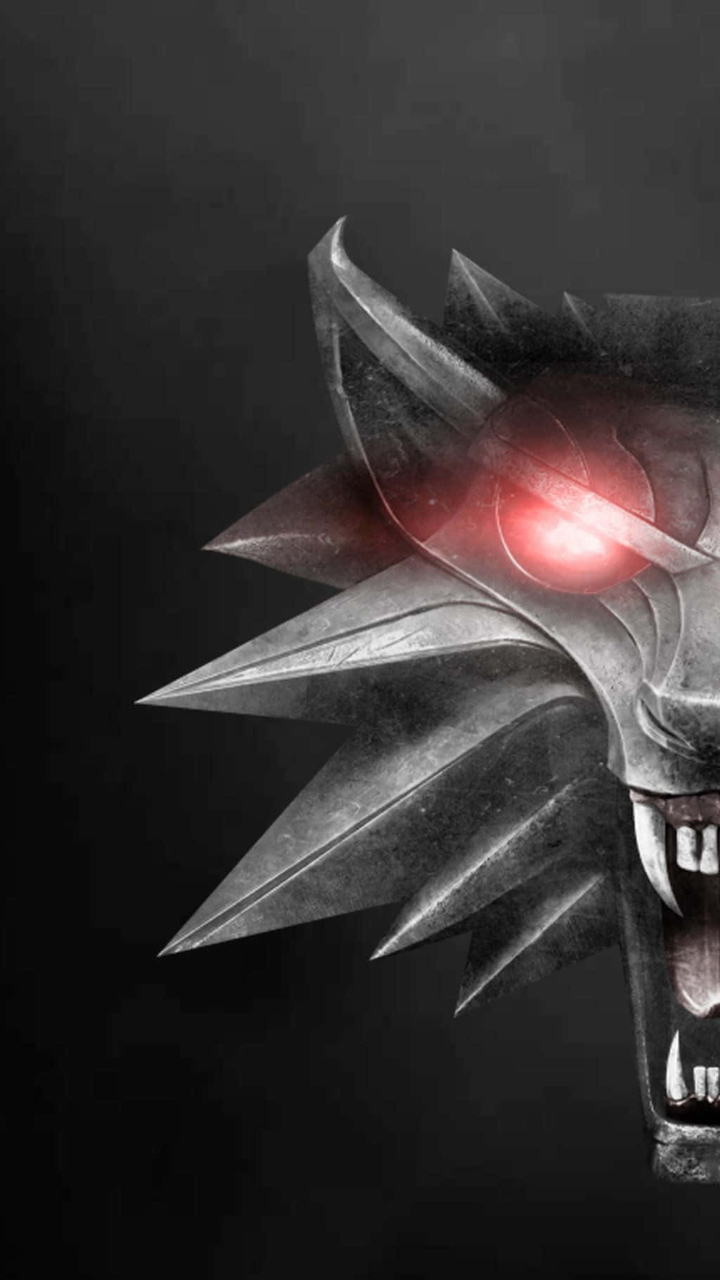 Witcher 3 Phone, silver wolf head, glowing red eyes, HD Phone Wallpaper