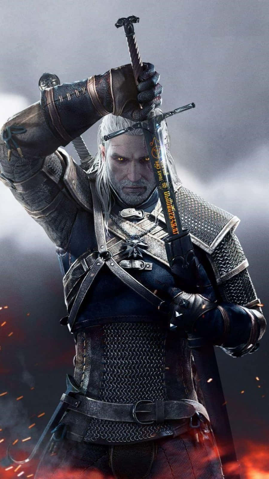 Witcher 3, grim warrior, white hair, HD Phone Wallpaper