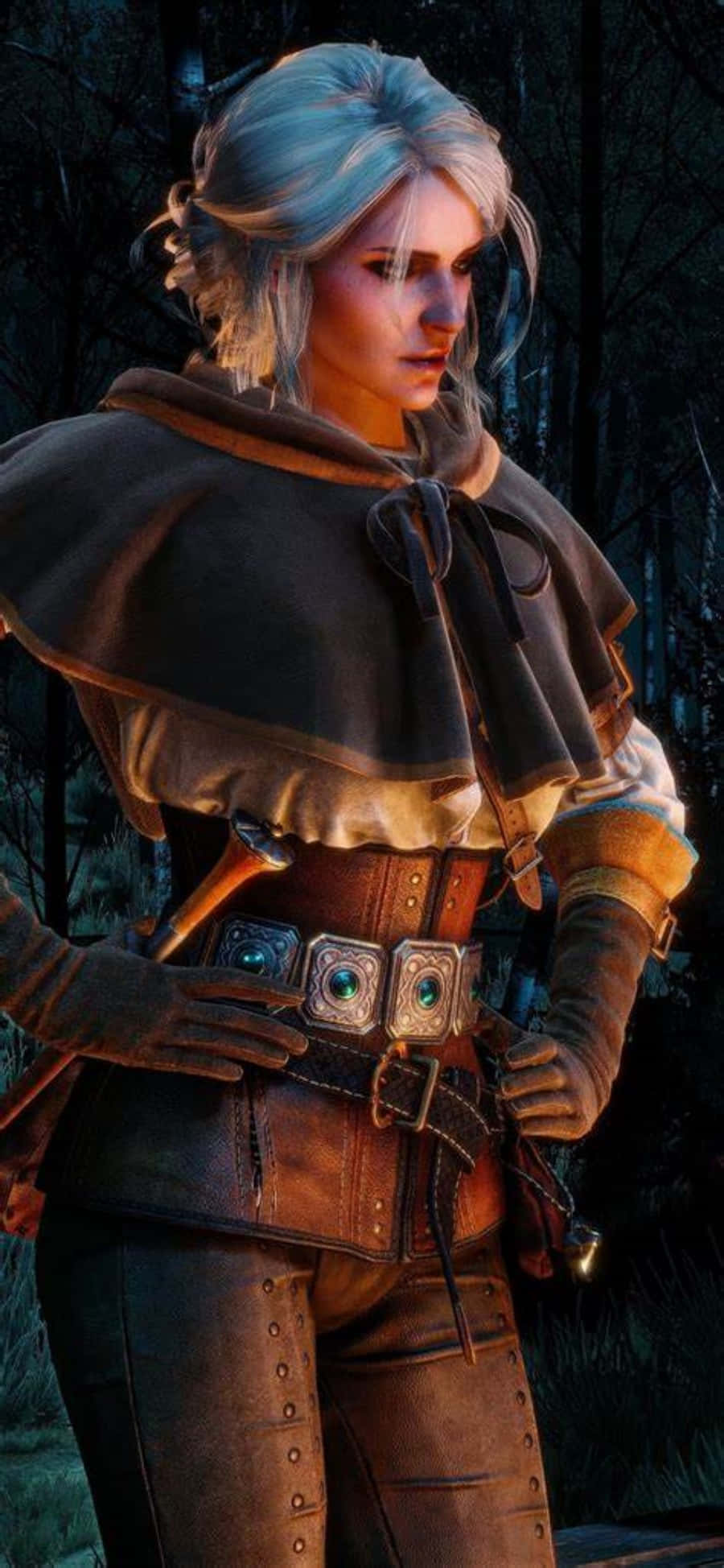 Witcher 3, silver-haired warrior, leather armor, Full HD Phone Wallpaper