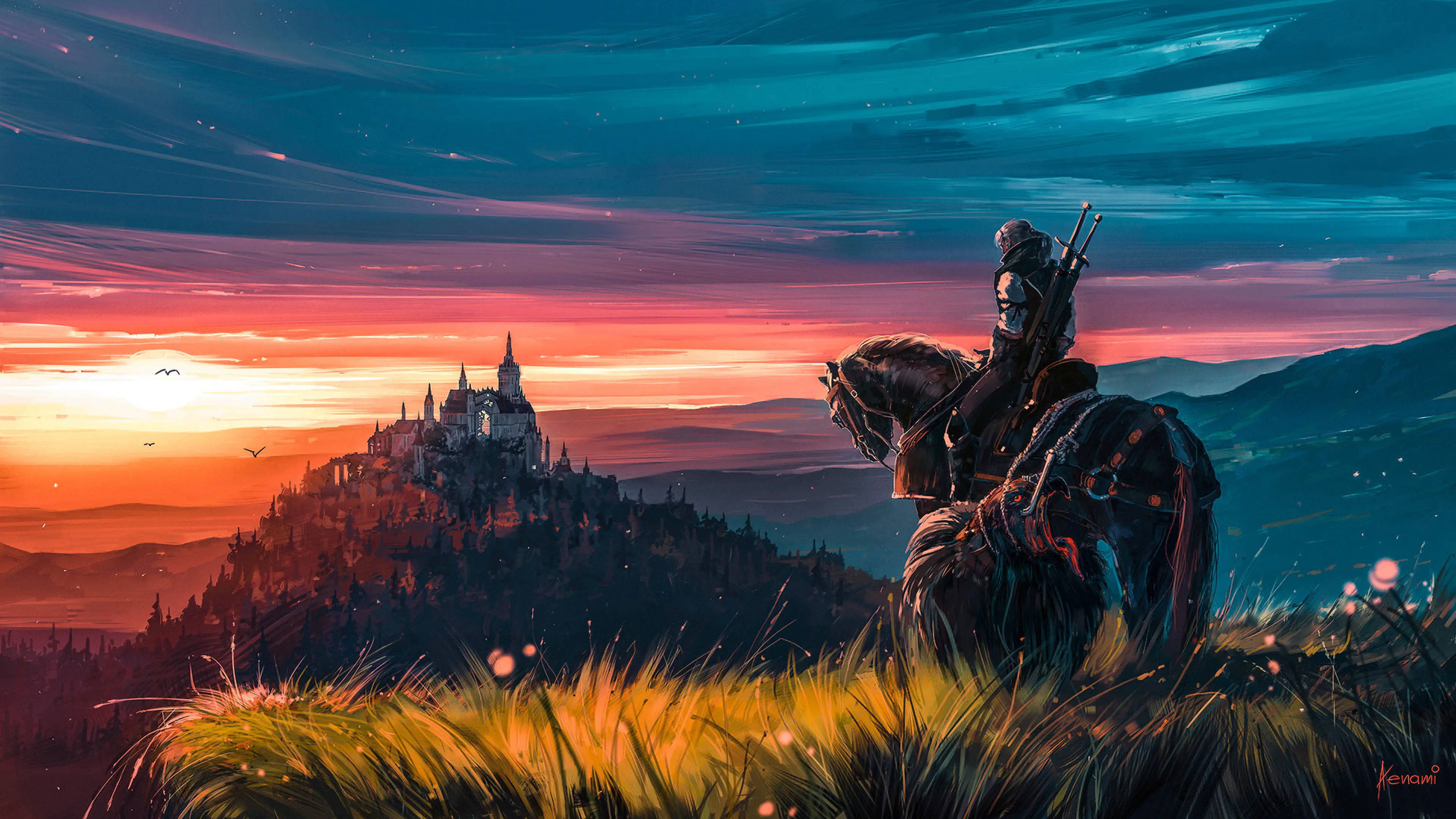 Witcher 3, 4K, knight on horseback, 4K Desktop Wallpaper