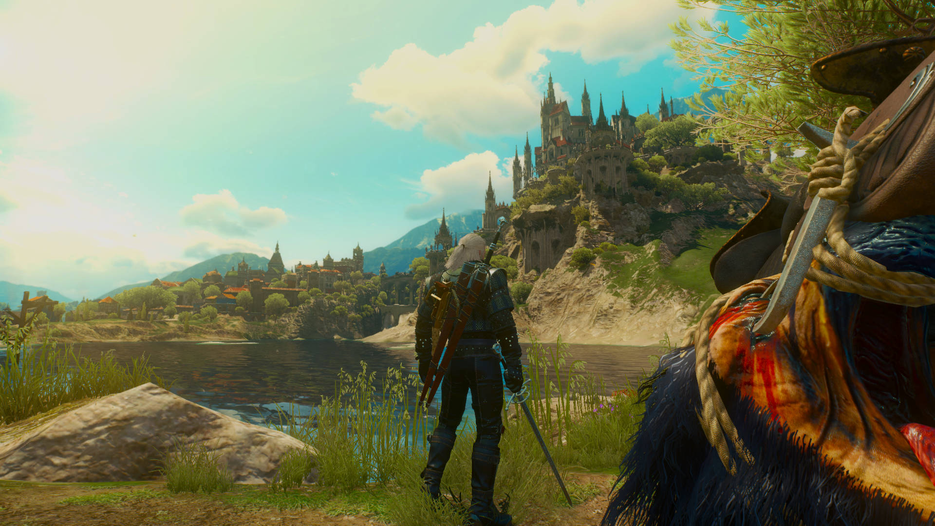 Witcher 4K, warrior, river, Full HD Desktop Wallpaper