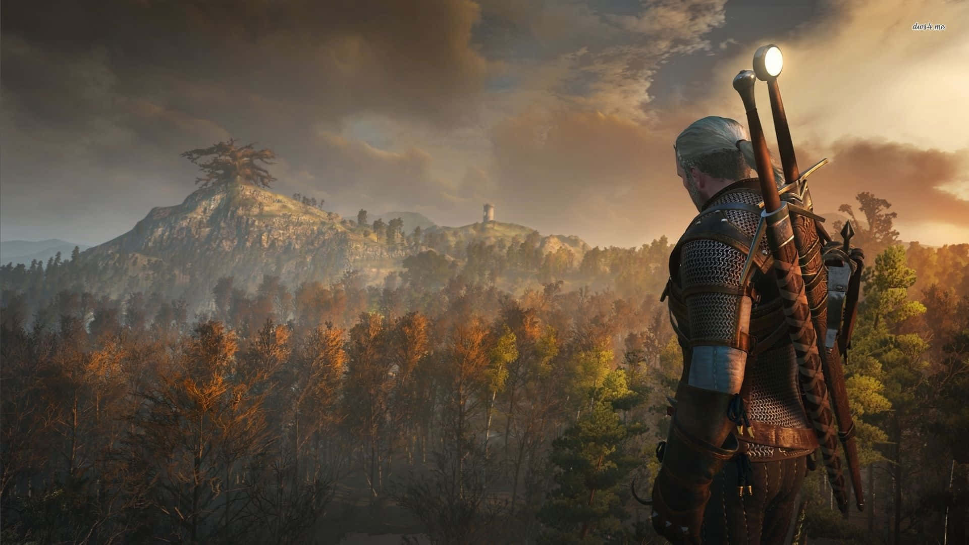 Witcher 3, armored warrior, glowing sword, Full HD Desktop Wallpaper