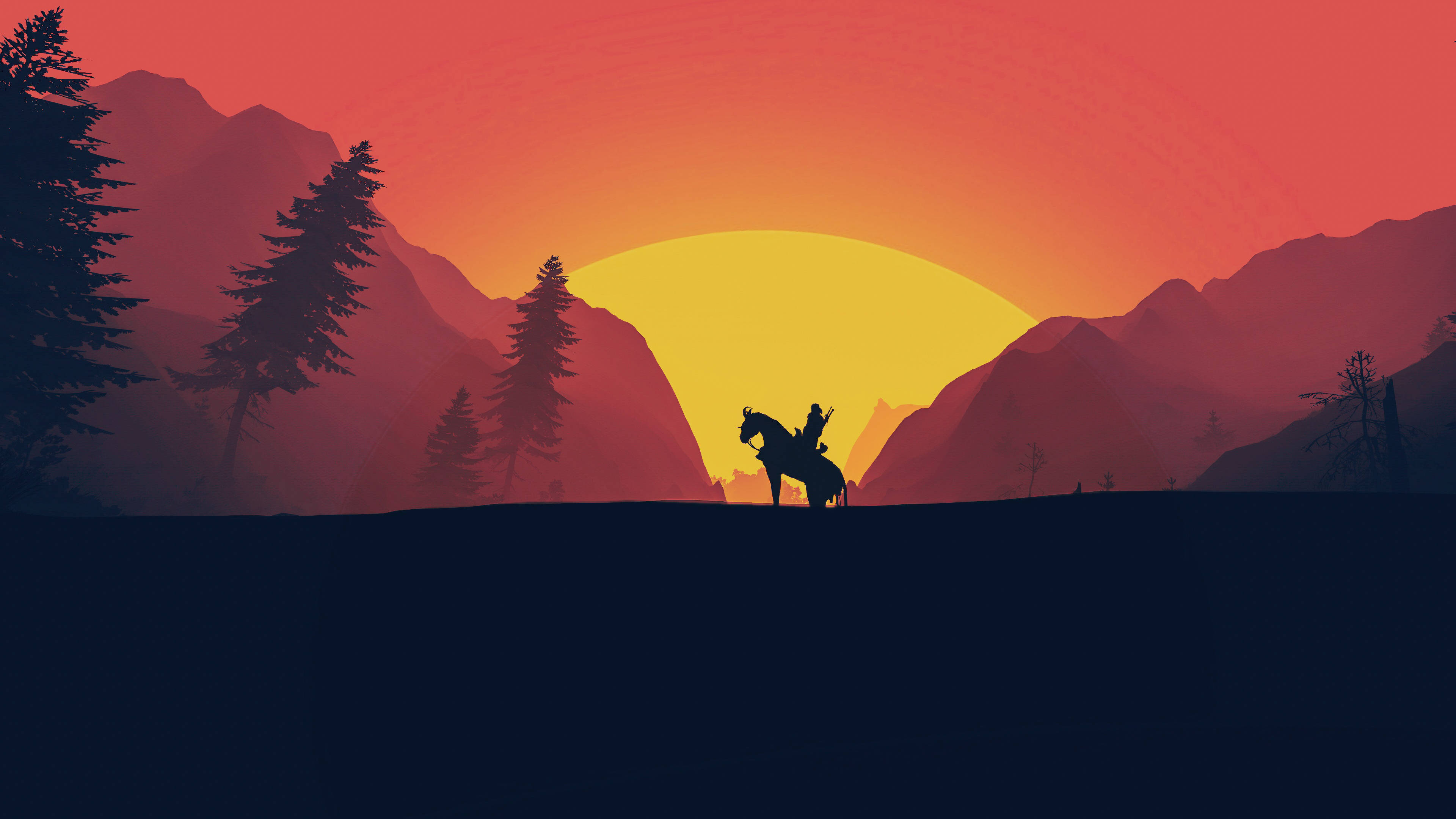 Witcher 3, 4K, sunset, 4K Desktop Wallpaper