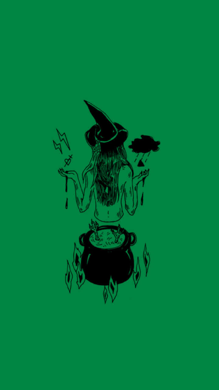 witch, black line-art, long hair, HD Phone Wallpaper