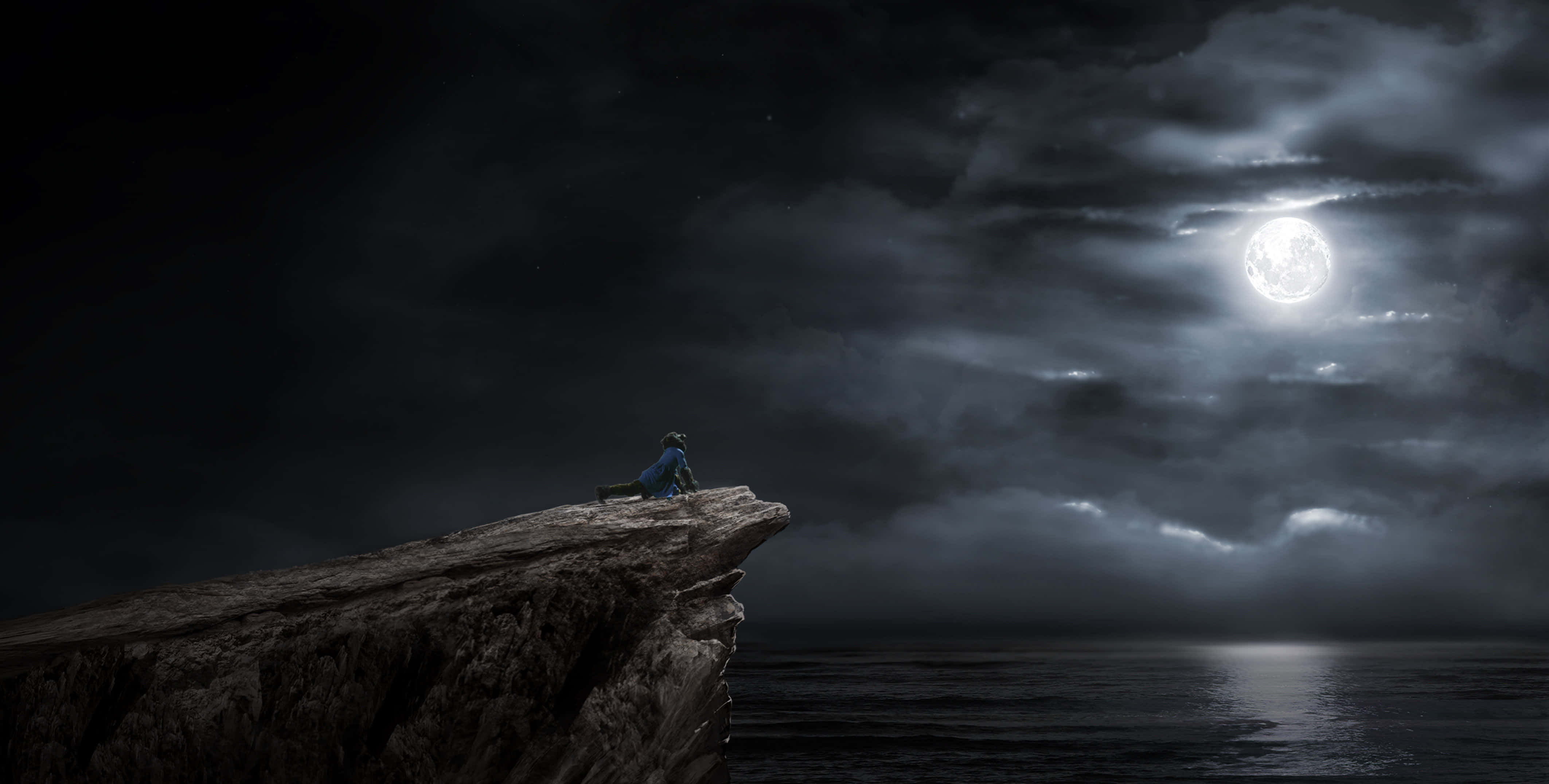 Witching Hour, full moon, stormy clouds, 4K Desktop Wallpaper