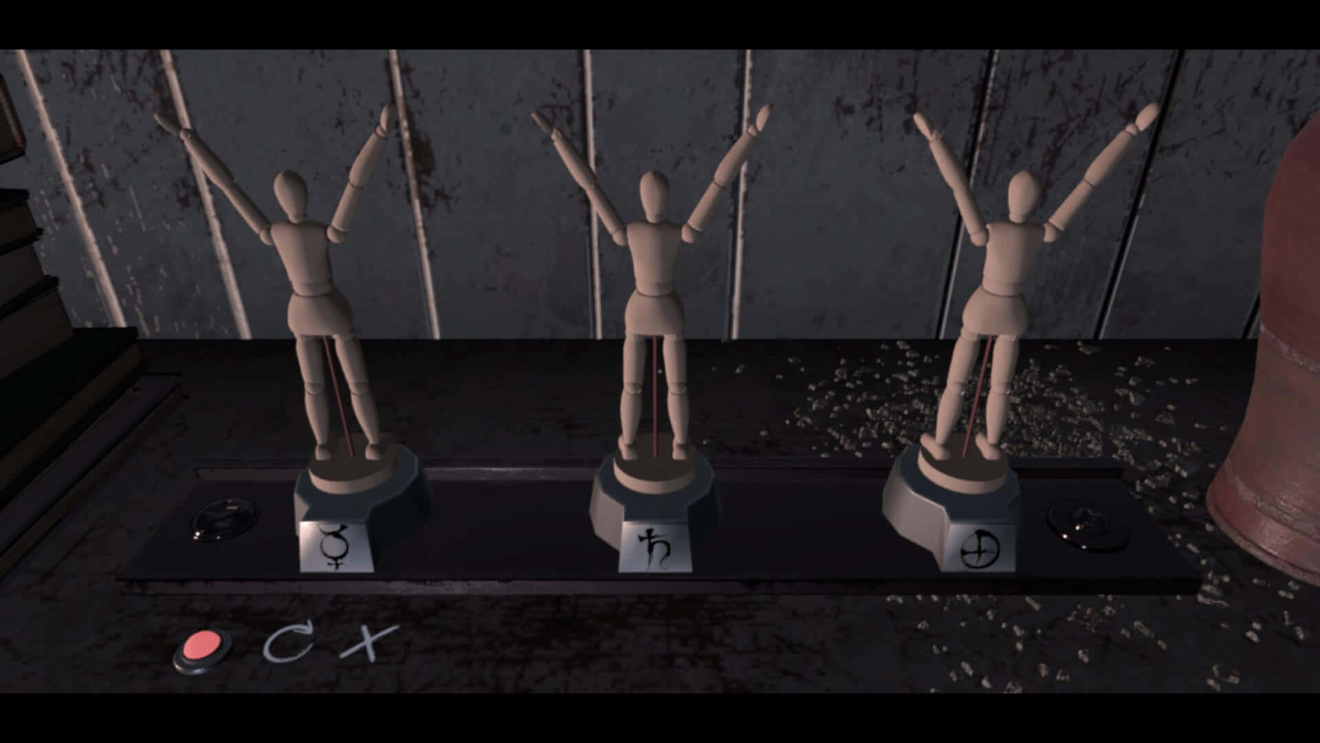 Witching Hour, wooden mannequins, arms raised, Full HD Desktop Wallpaper