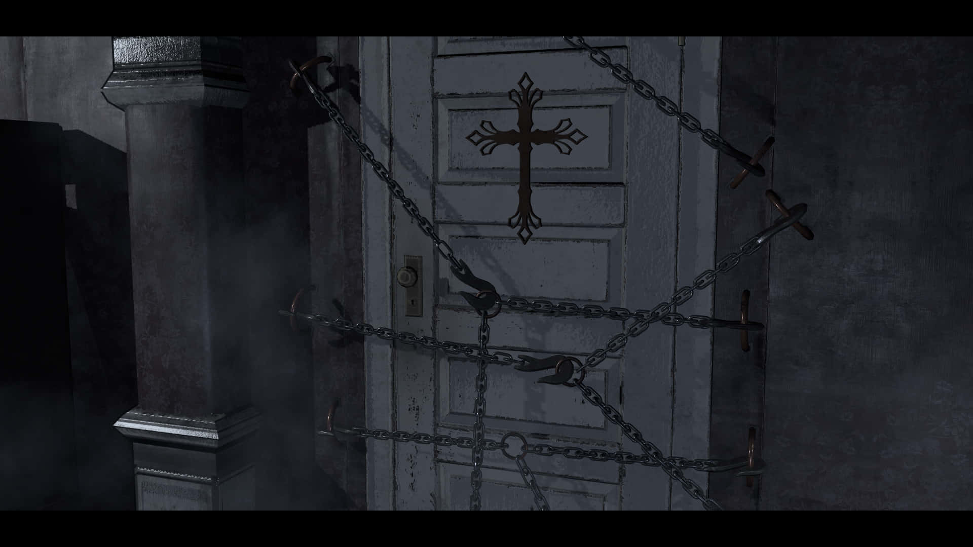 Witching Hour, full moon, gritty white door, Full HD Desktop Wallpaper