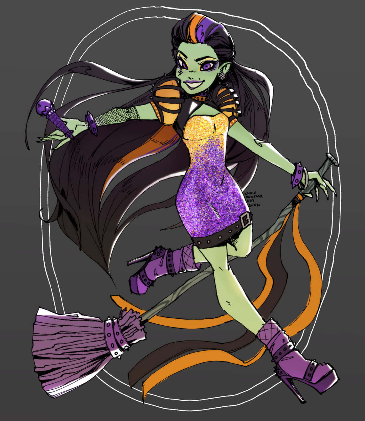 Witching Hour, green-skinned witch, long black hair, HD Phone Wallpaper