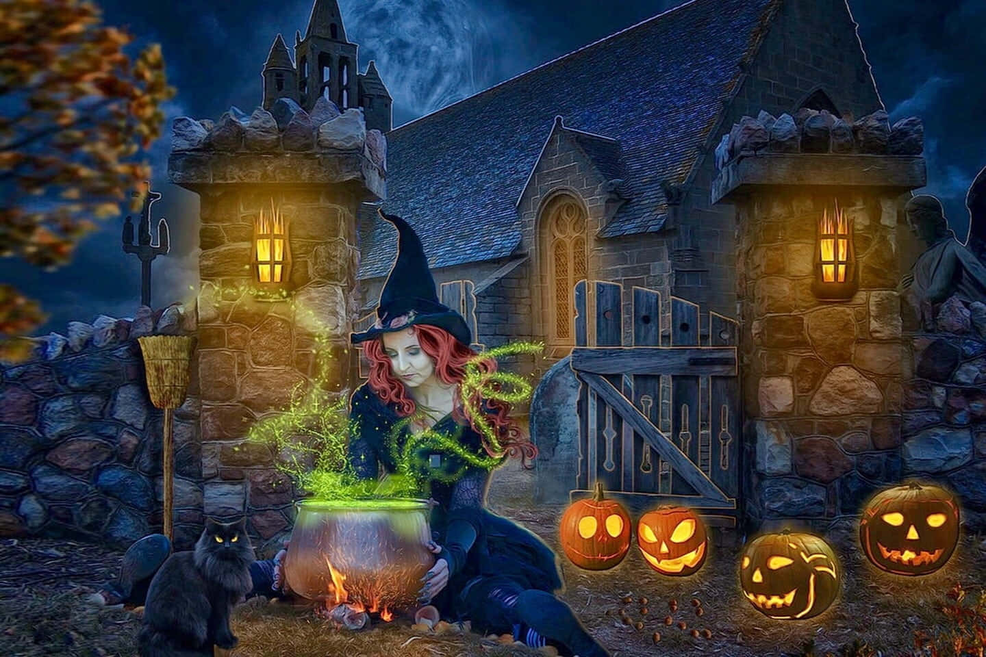 Witching Hour, red hair, glowing green potion, HD Desktop Wallpaper