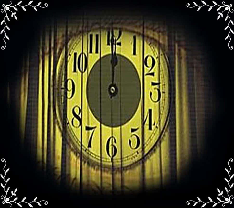 Witching Hour, vintage yellow clock face, vertical bars, SD Desktop Wallpaper