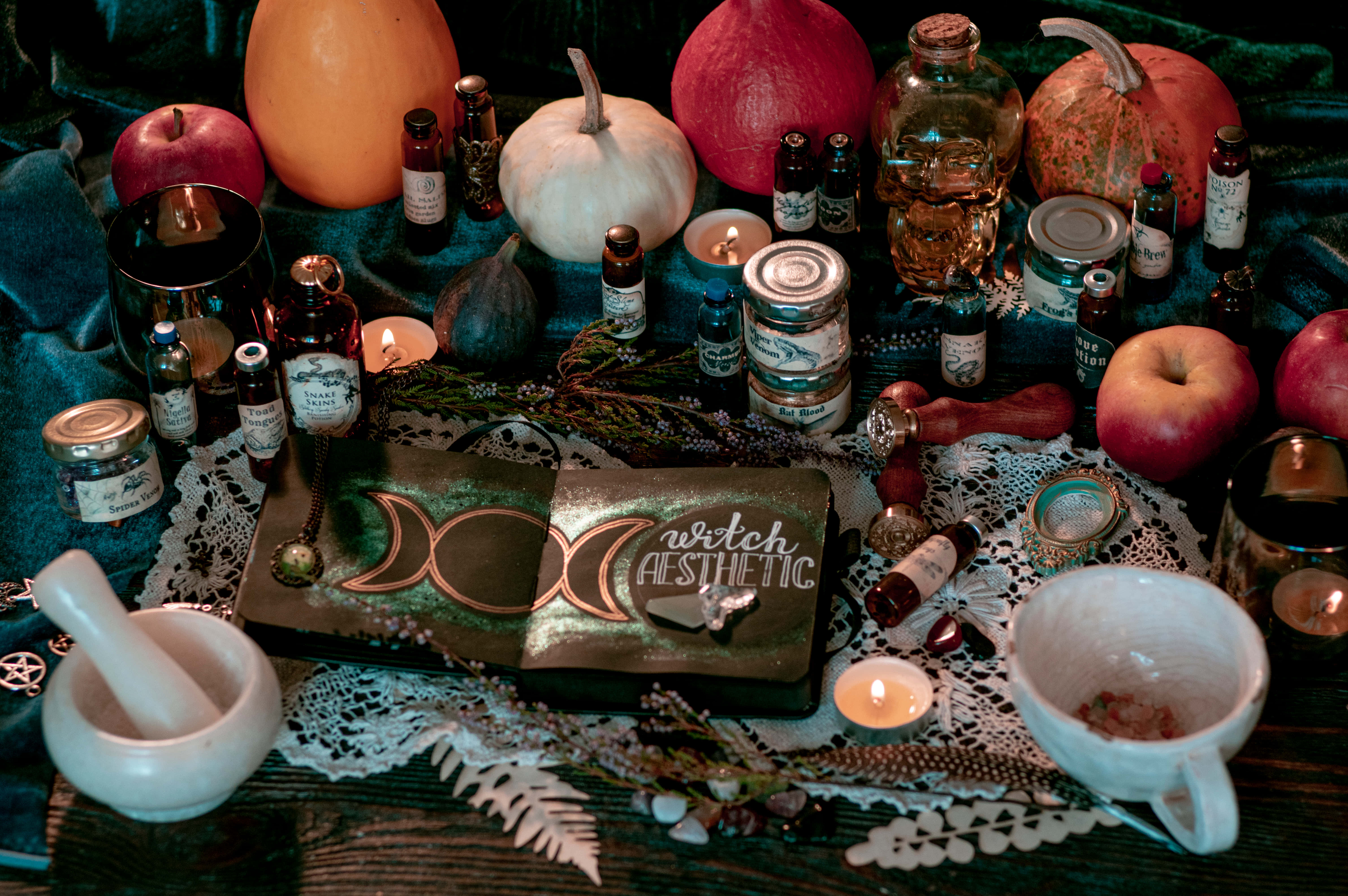 Witching Hour, pumpkins, apples, 5K Desktop Wallpaper