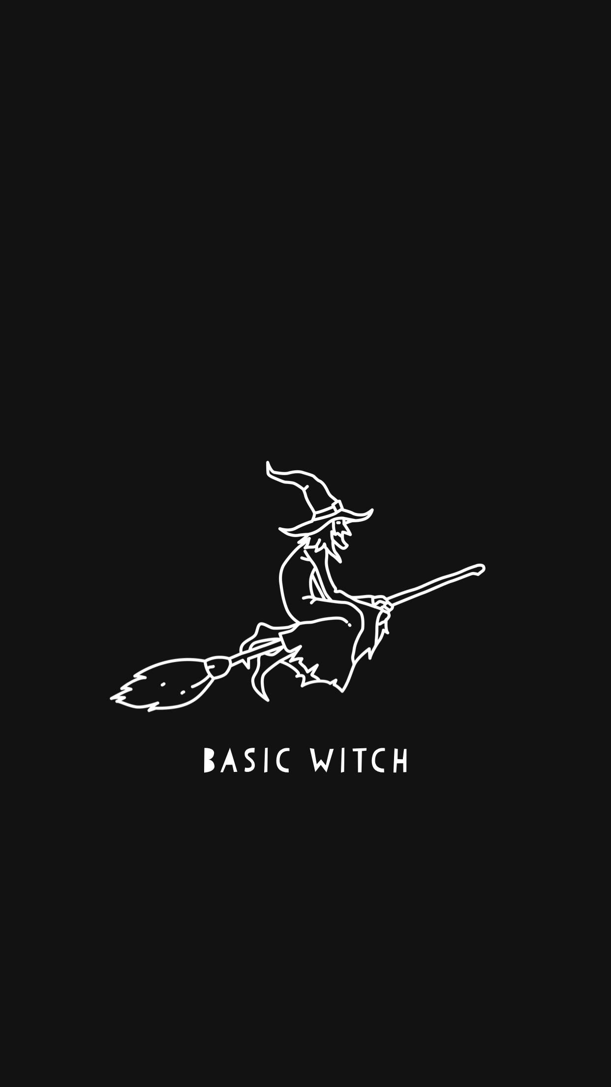 witch, broomstick, white line drawing, Full HD Phone Wallpaper