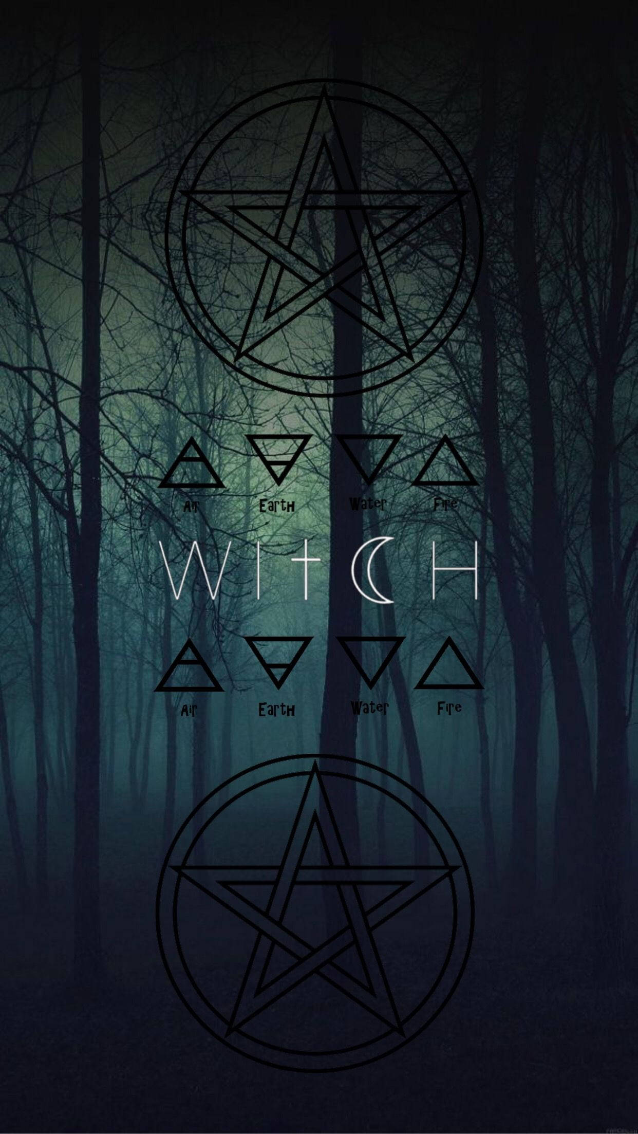 Witchy Dark Woods, iPhone screens, pentagrams, Full HD Phone Wallpaper