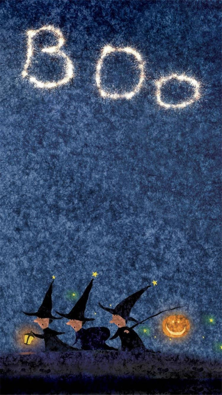 cute witchy art, iPhone screens, three cartoon witches, HD Phone Wallpaper