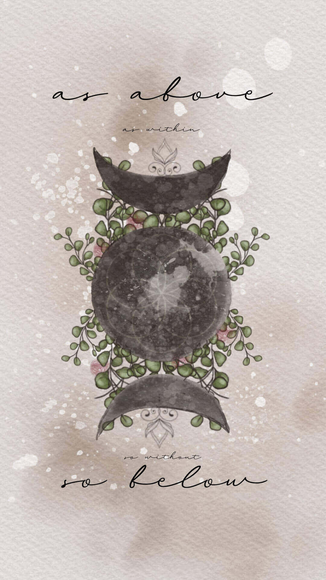 Witchy Phone, moon phases, green vines, Full HD Phone Wallpaper