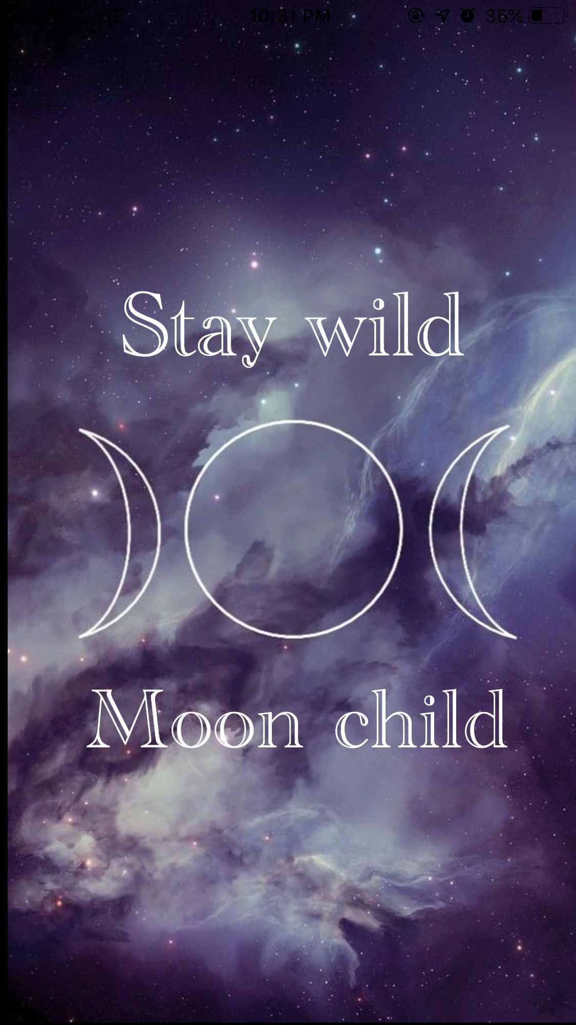 Stay wild Moon child, purple nebulae, white text, Full HD Phone Wallpaper