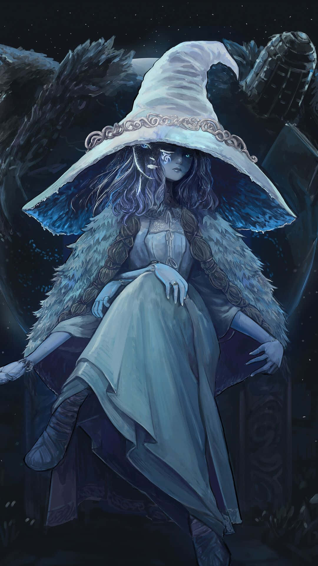 mystical witch, glowing eyes, wide-brimmed hat, Full HD Phone Wallpaper