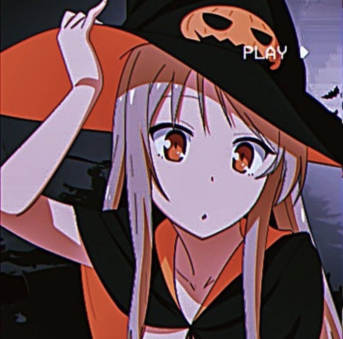 anime witch girl, witch costume, pumpkin hat, SD Desktop Wallpaper