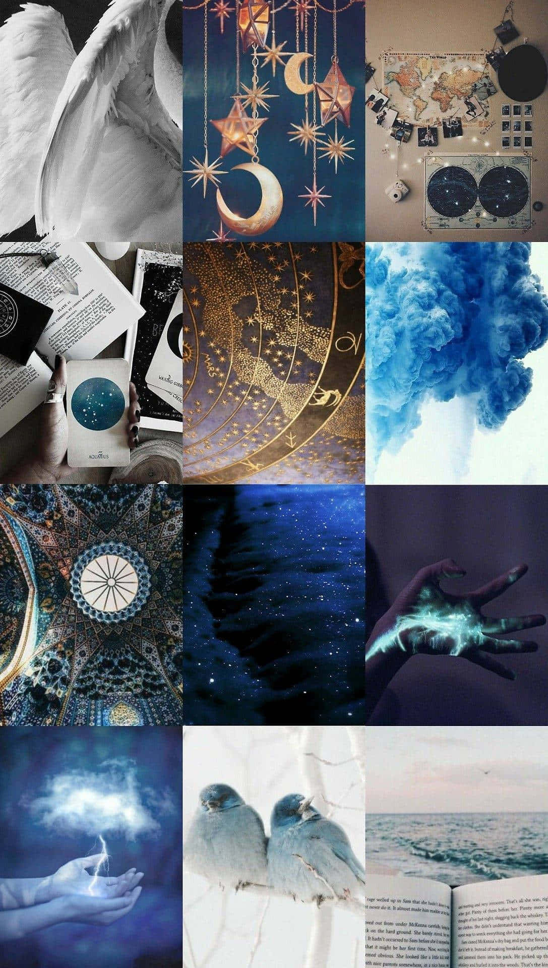 cute witchy grid pictures, mystical, celestial imagery, Full HD Phone Wallpaper