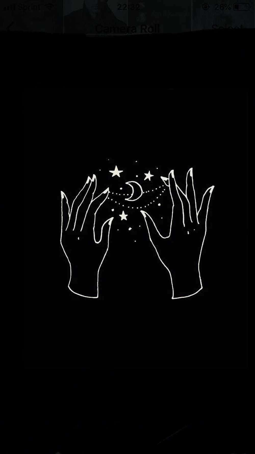 crescent moon, stars, black background, HD Phone Wallpaper