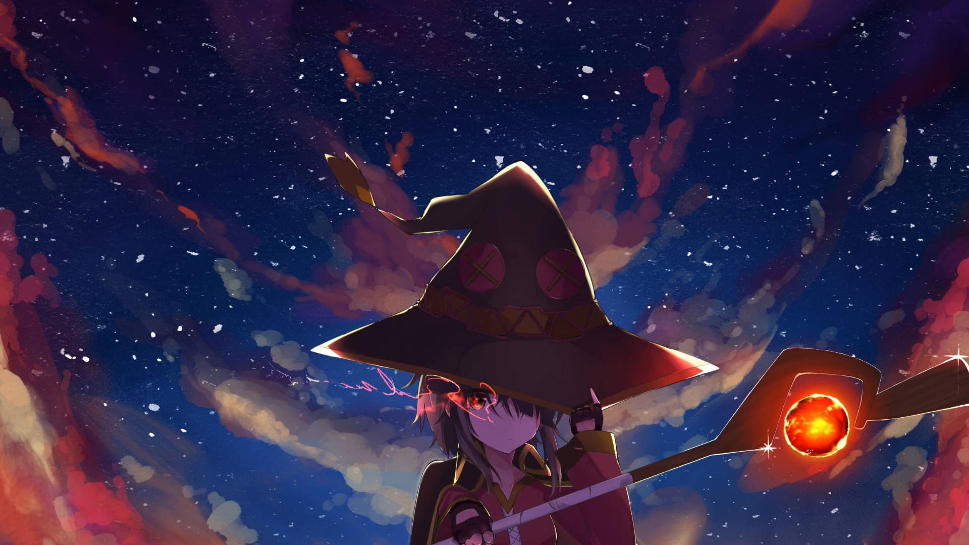 witchy, no face anime girl, pointed hat, Full HD Desktop Wallpaper