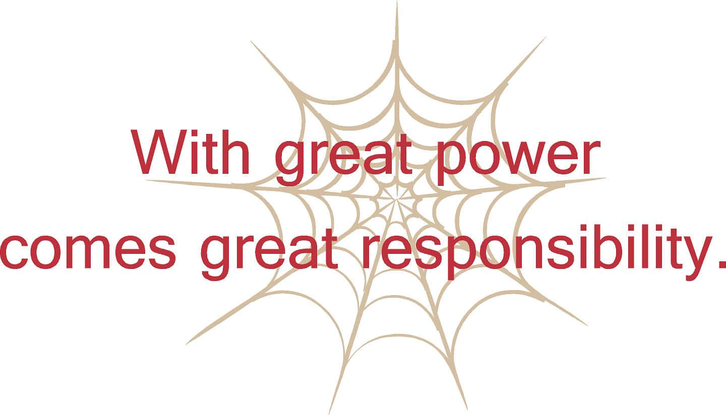 With great power comes great responsibility, red text, beige spiderweb, HD Desktop Wallpaper